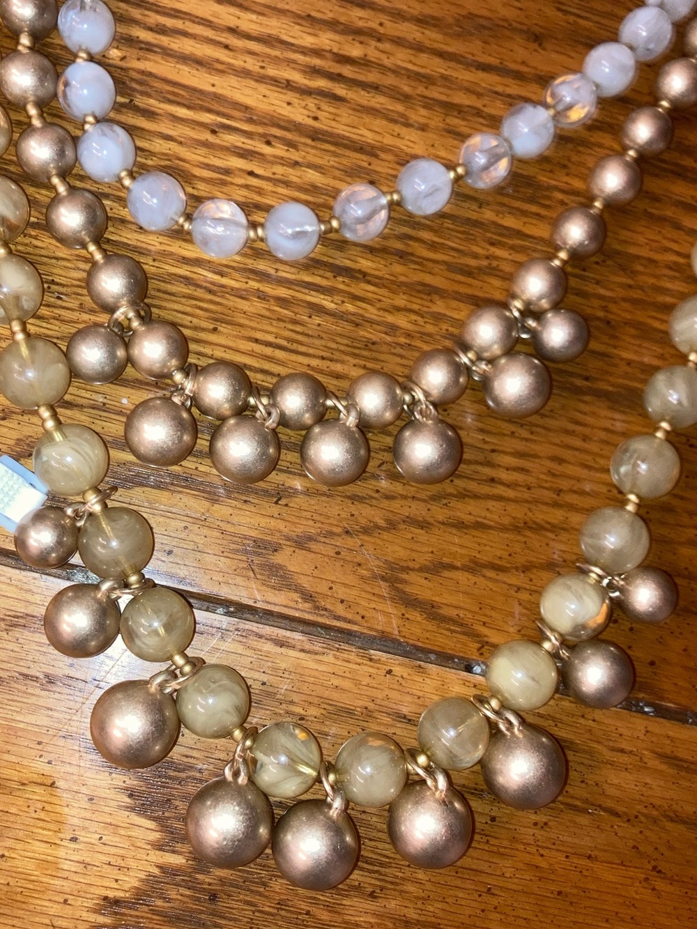Chico’s Multi-Strand Beaded Layered Necklace  - Bronze pale green $50 - Picture 7 of 7